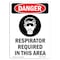 Signmission OSHA Danger Sign, Respirator Required, 10in X 7in Rigid Plastic, 7" W, 10" H, Portrait OS-DS-P-710-V-1544 - alternate 1